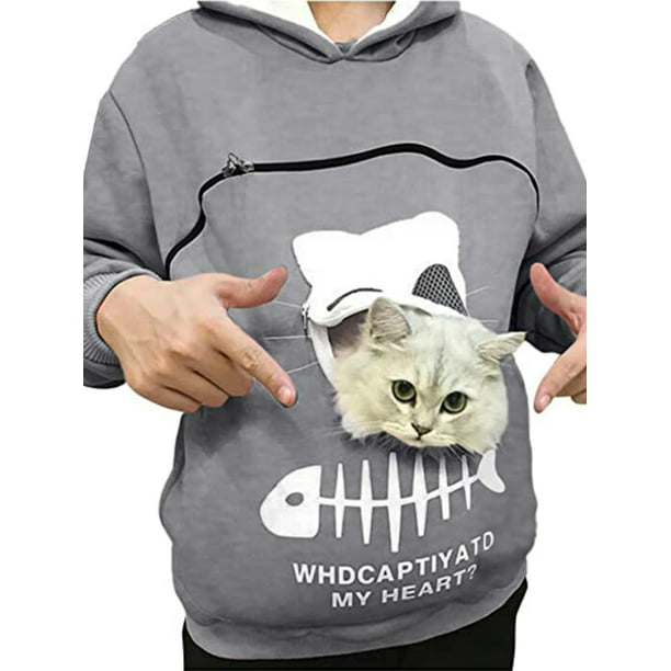 Women Men Pet Dog Cat Holder Pouch Fleece Warm Large Pocket Blouse Hoodie Top 